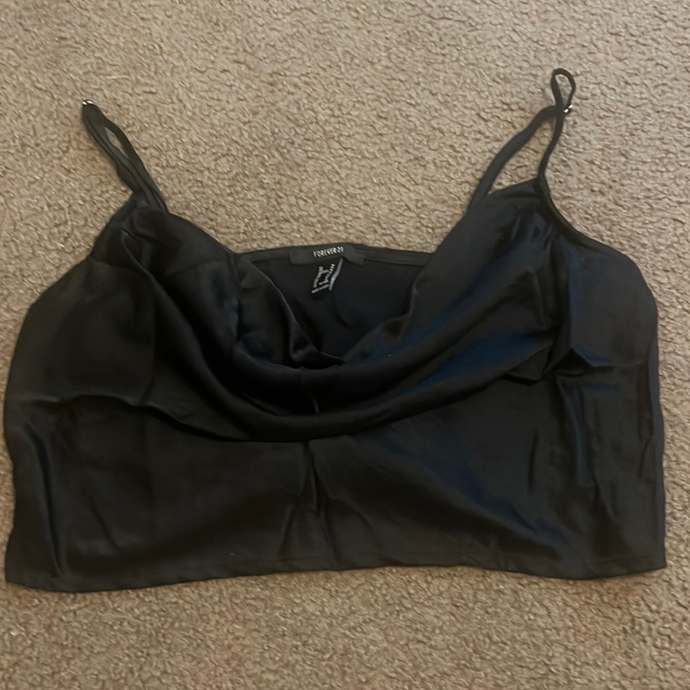 Black cowl neck top